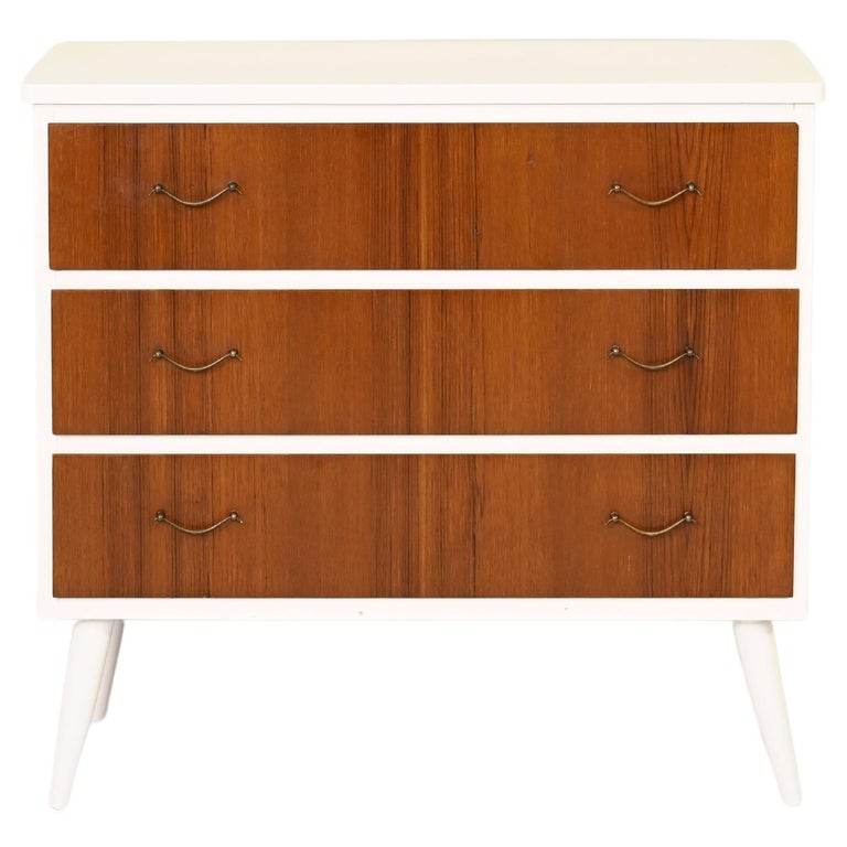 Vintage chest of drawers with white frame For Sale at 1stDibs