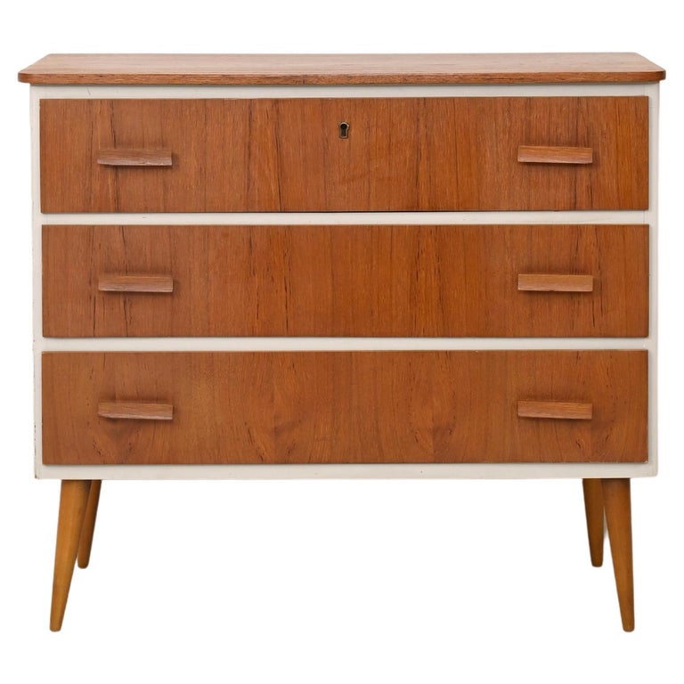 Vintage Chest of Drawers with White Painted Details For Sale at 1stDibs