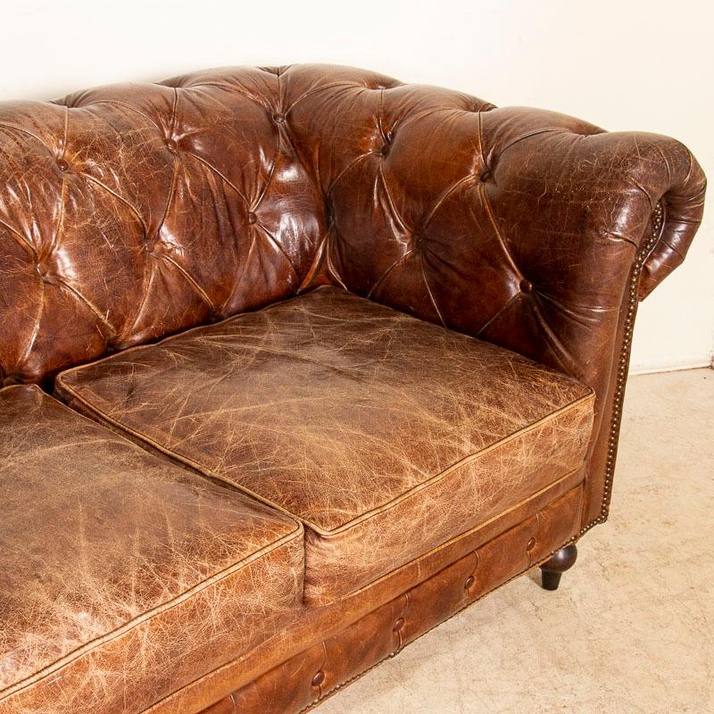 Vintage Chesterfield 2 Seat Sofa Loveseat from England In Good Condition In Round Top, TX