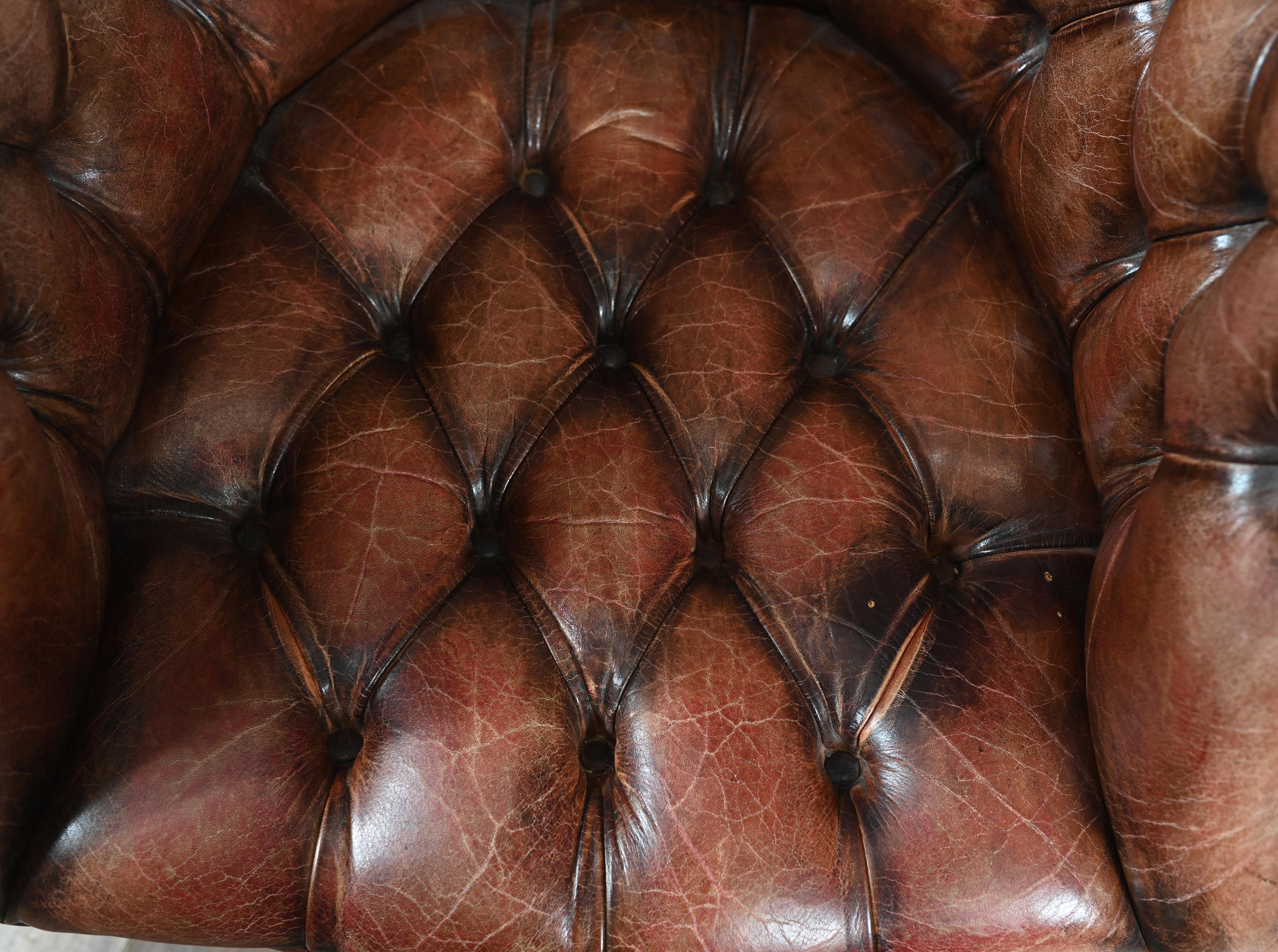 Vintage Chesterfield Chair Swivel Desk Office Seat 1930 For Sale 6