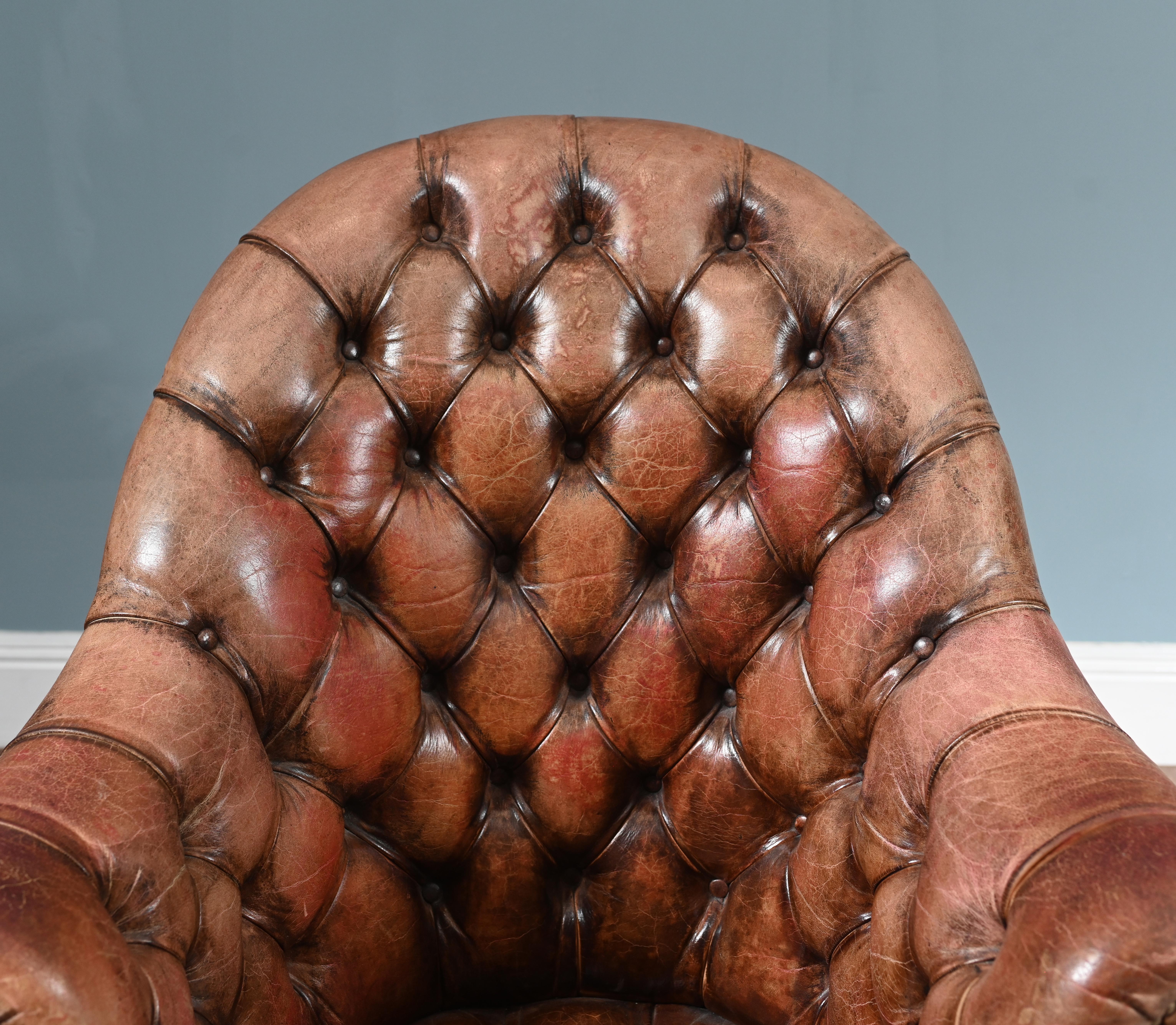 Mid-20th Century Vintage Chesterfield Chair Swivel Desk Office Seat 1930 For Sale