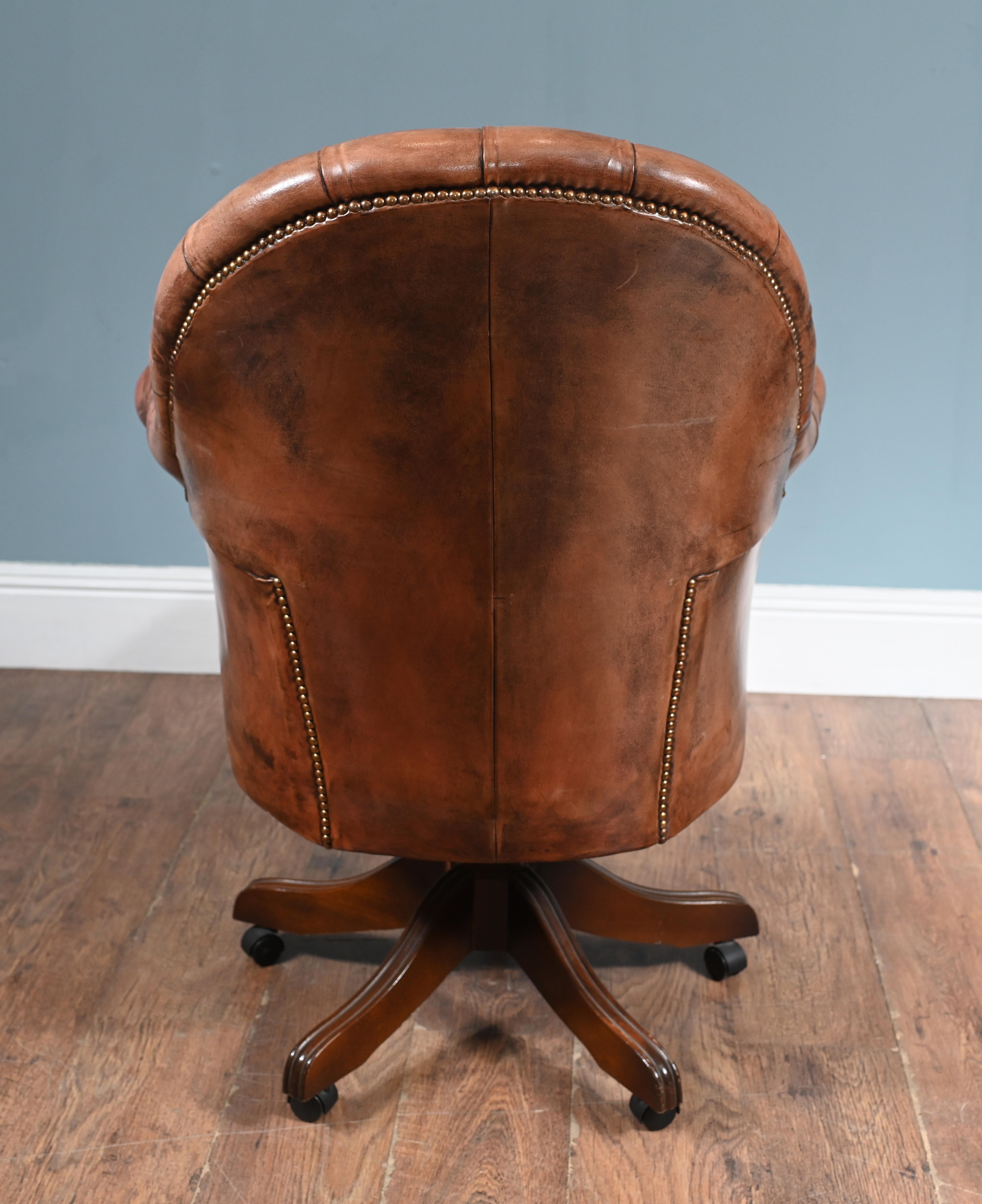 Vintage Chesterfield Chair Swivel Desk Office Seat 1930 For Sale 3