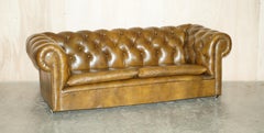 Vintage Chesterfield Club 3 Piece Sofa & Pair of Armchairs Suite Green Leather