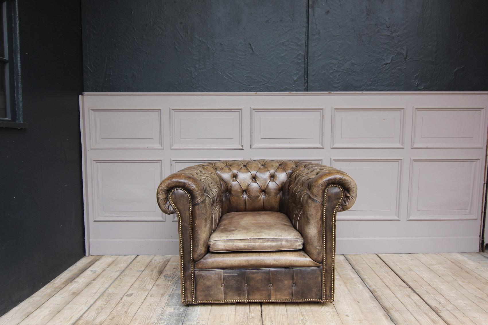 Vintage Chesterfield Leather Armchair Clubseat 9