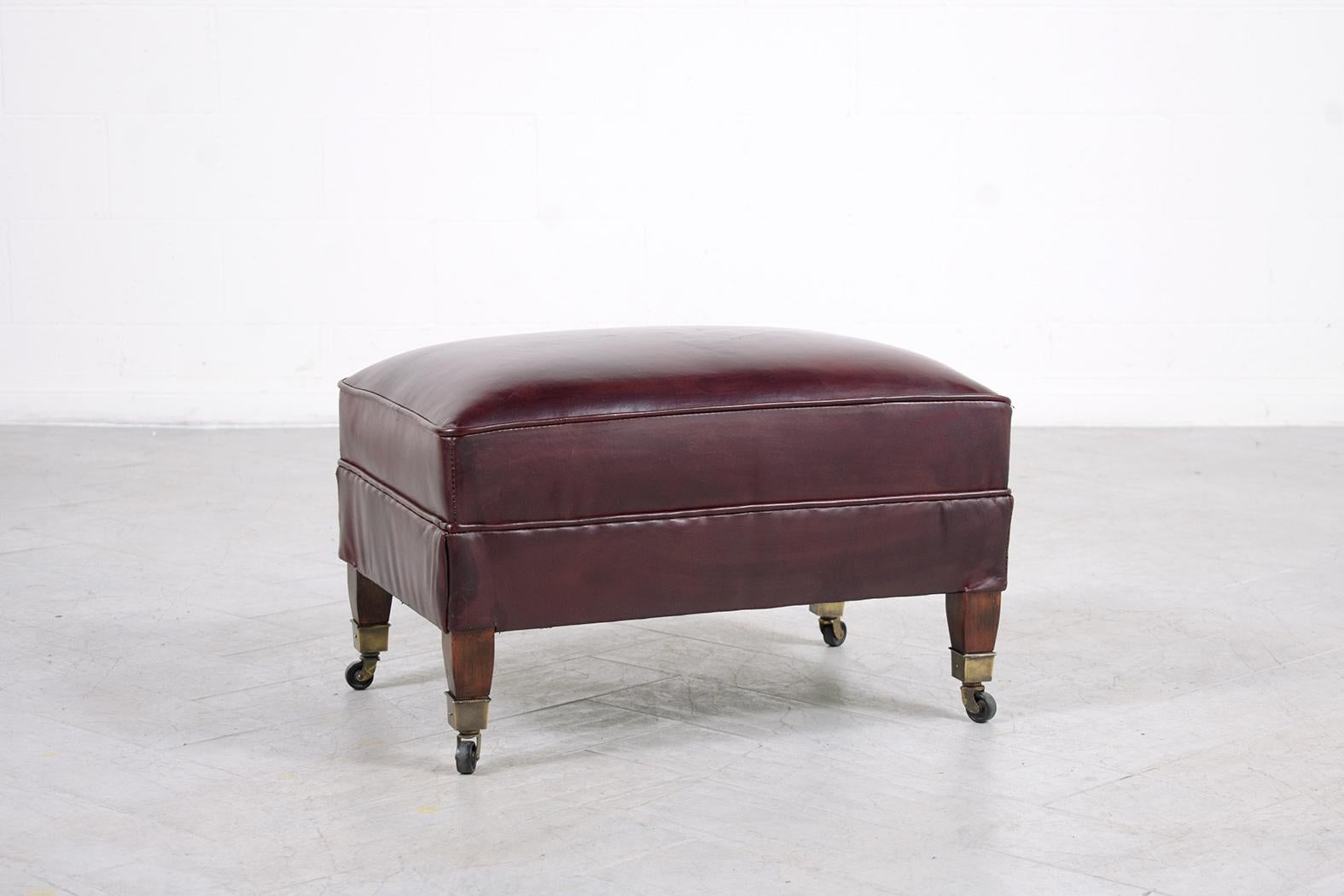 Antique English Chesterfield Lounge Chair: Cordovan Red Leather Tufted Design For Sale 5
