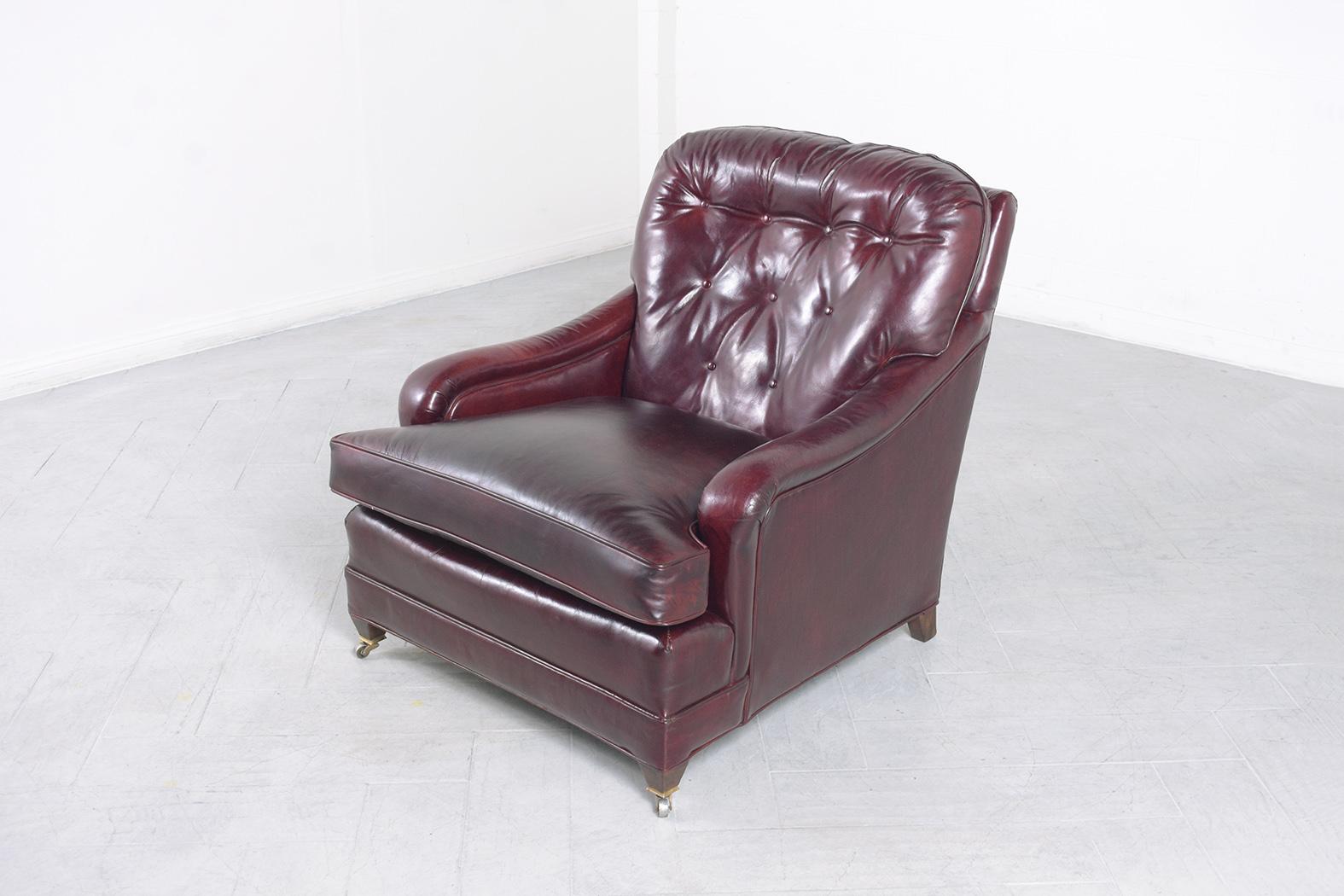 Early 1900s Antique English Chesterfield Chair in Deep Cordova Leather 1