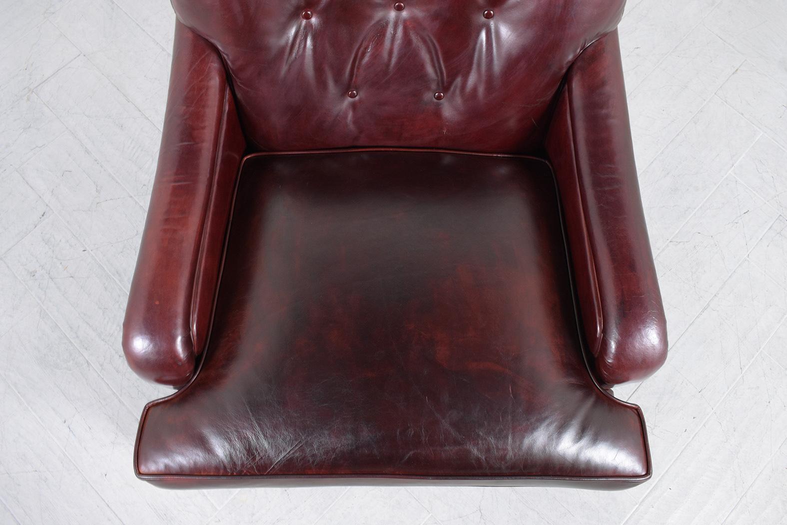 Mid-20th Century Early 1900s Antique English Chesterfield Chair in Deep Cordova Leather