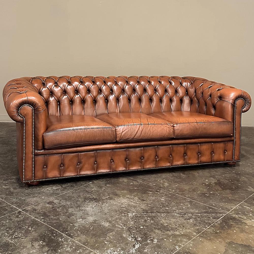 Hand-Crafted Vintage Chesterfield Leather Lounge Sofa, Club Sofa