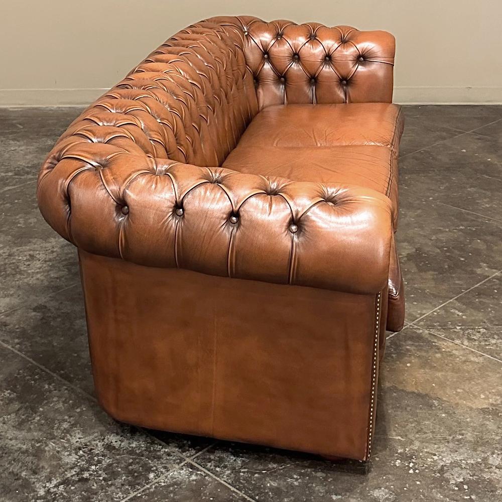 Vintage Chesterfield Leather Lounge Sofa, Club Sofa In Good Condition In Dallas, TX