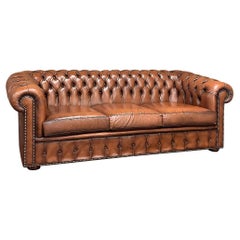 Vintage Chesterfield Leather Lounge Sofa, Club Sofa