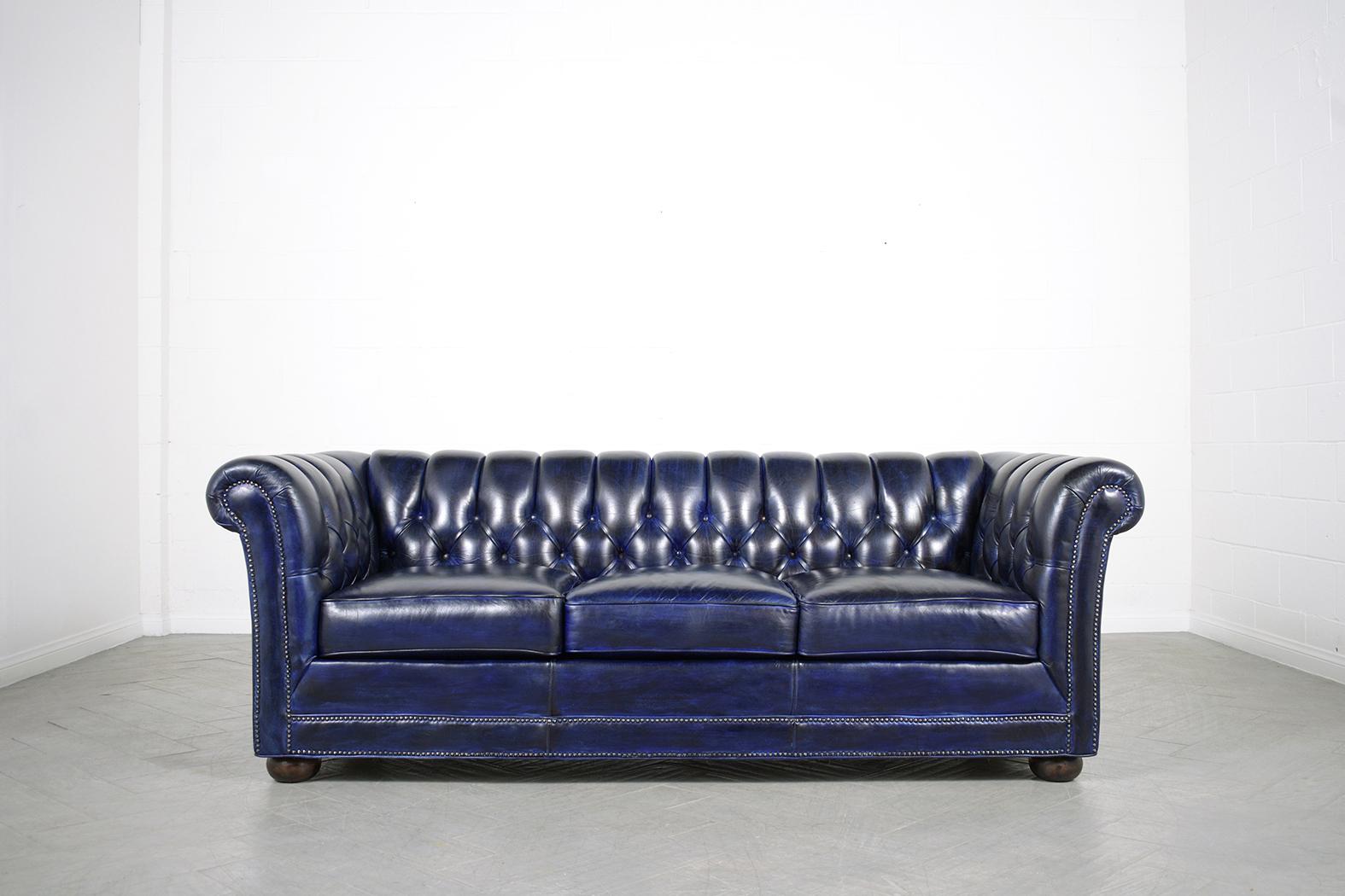 Polished Vintage Chesterfield Leather Sofa