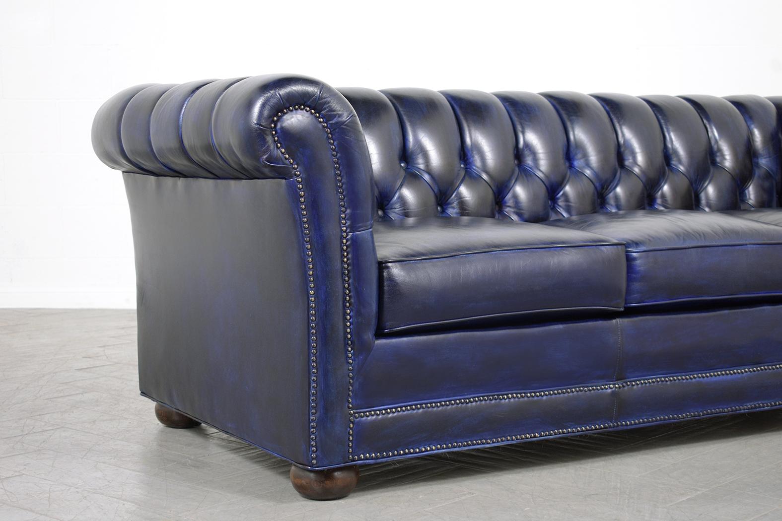 Brass Vintage Chesterfield Leather Sofa
