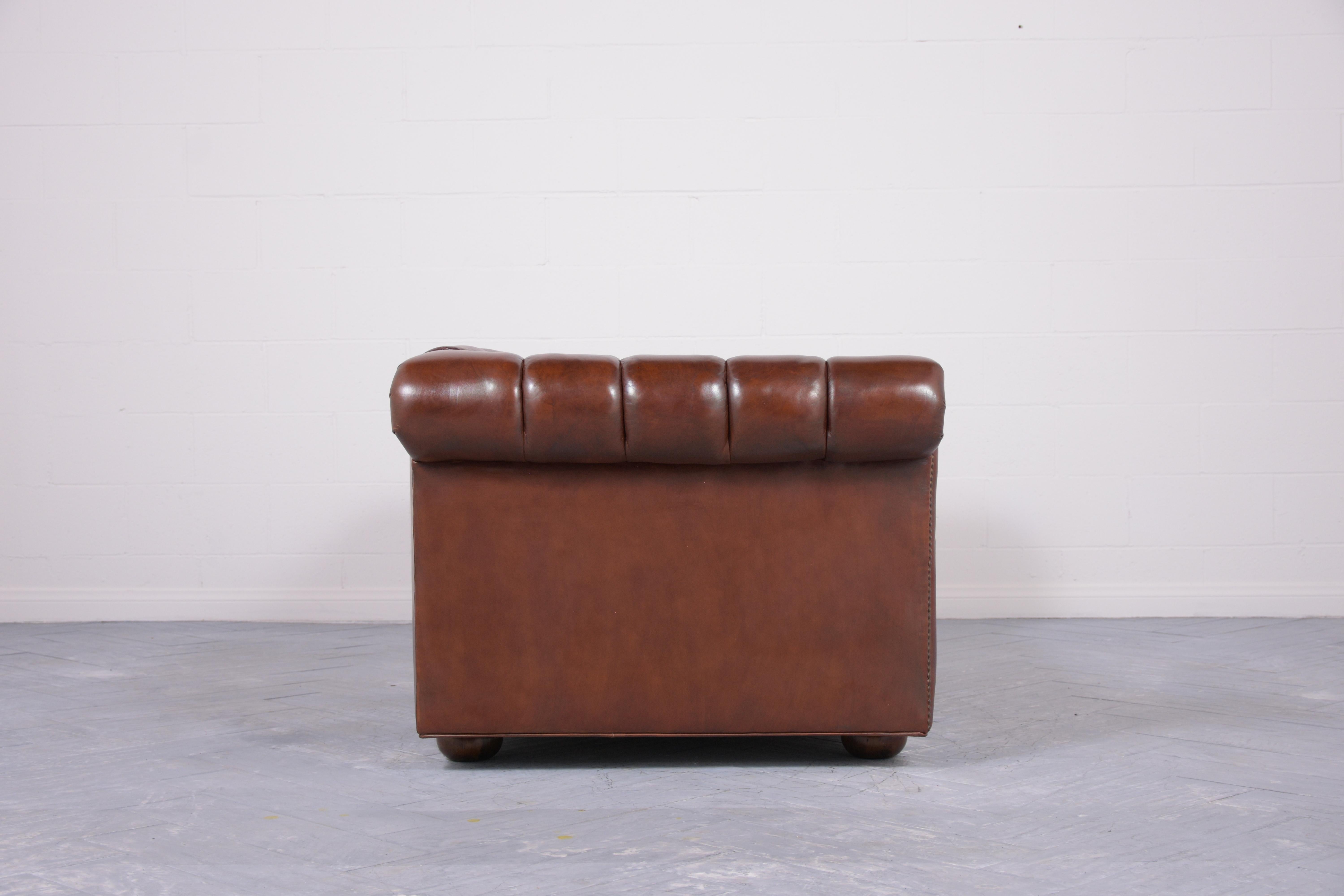Vintage Brown Leather Chesterfield Sofa 1