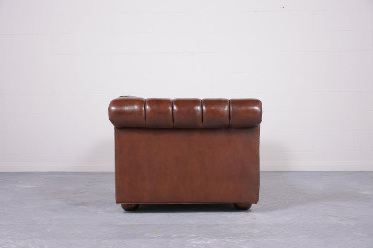 Vintage Brown Leather Chesterfield Sofa For Sale 1