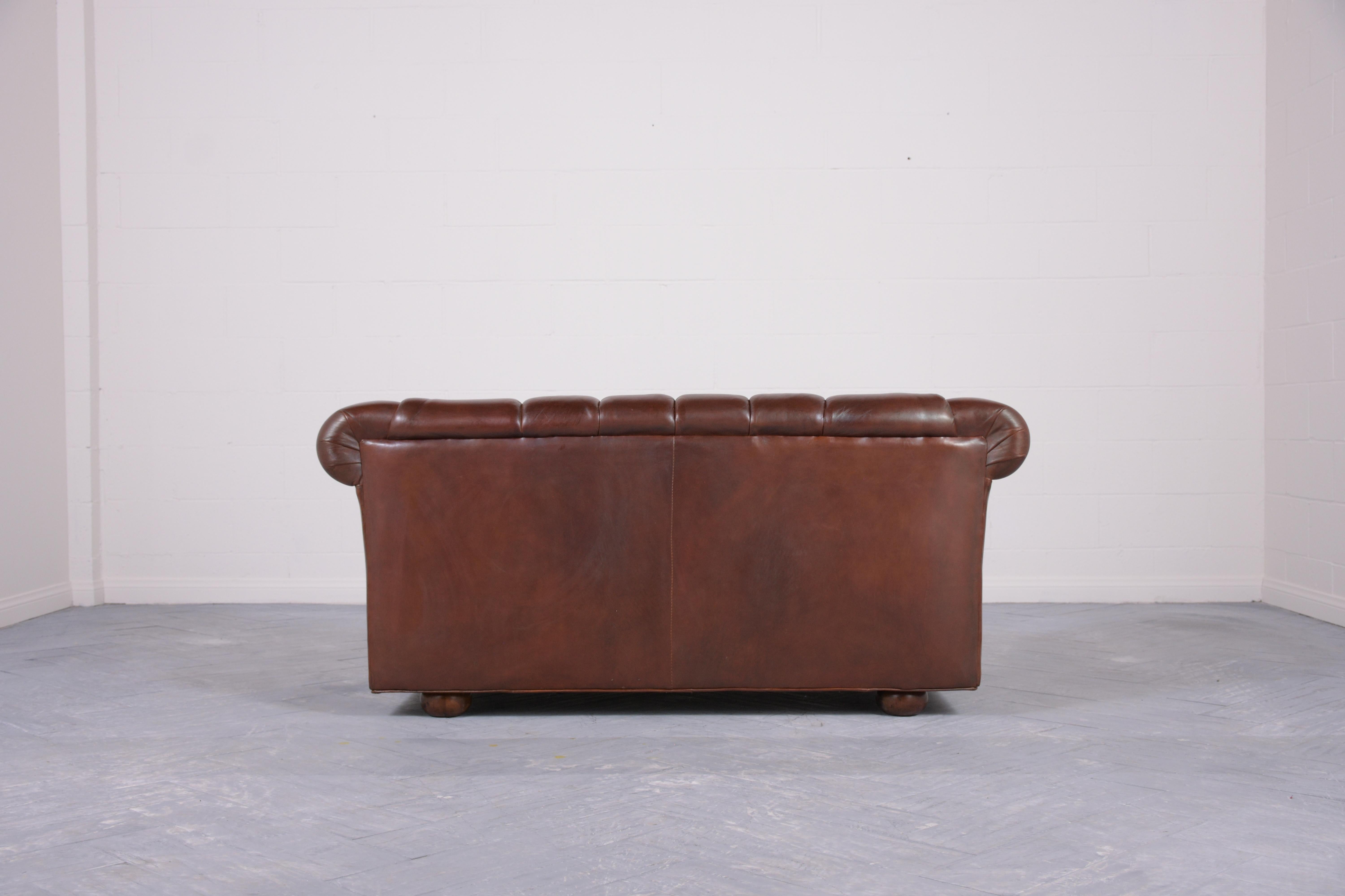 Vintage Brown Leather Chesterfield Sofa 2