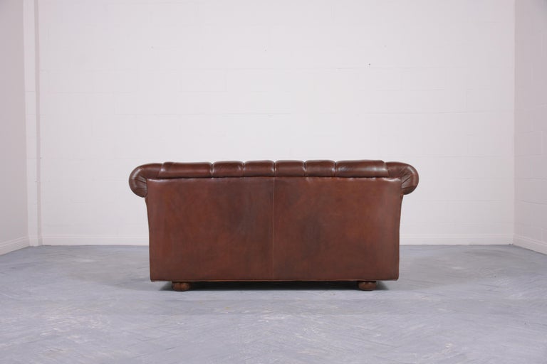 Vintage Brown Leather Chesterfield Sofa For Sale 2
