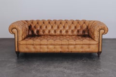 Vintage Chesterfield Leather Sofa From France, Circa 1950