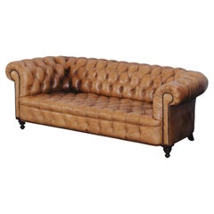 Vintage Chesterfield Leather Sofa From France, Circa 1950