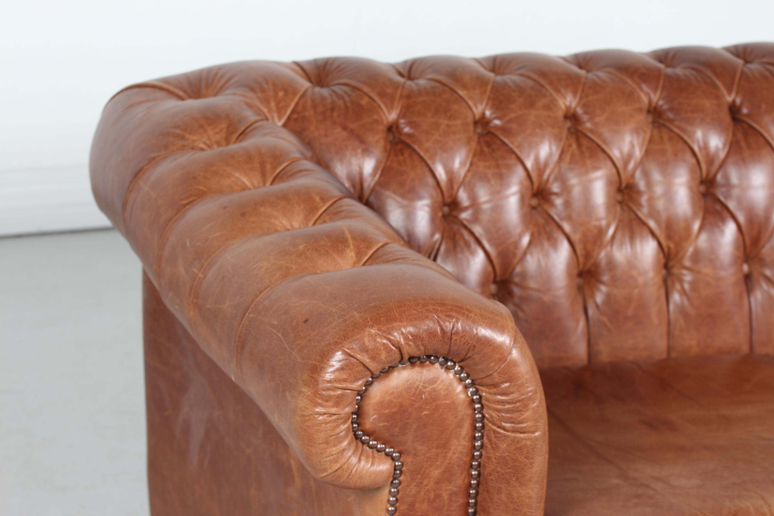 cognac chesterfield sofa