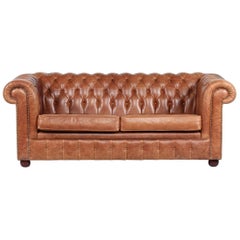 Vintage Chesterfield Sofa Cognac Leather Mounted with Numerous Buttons, 1970s