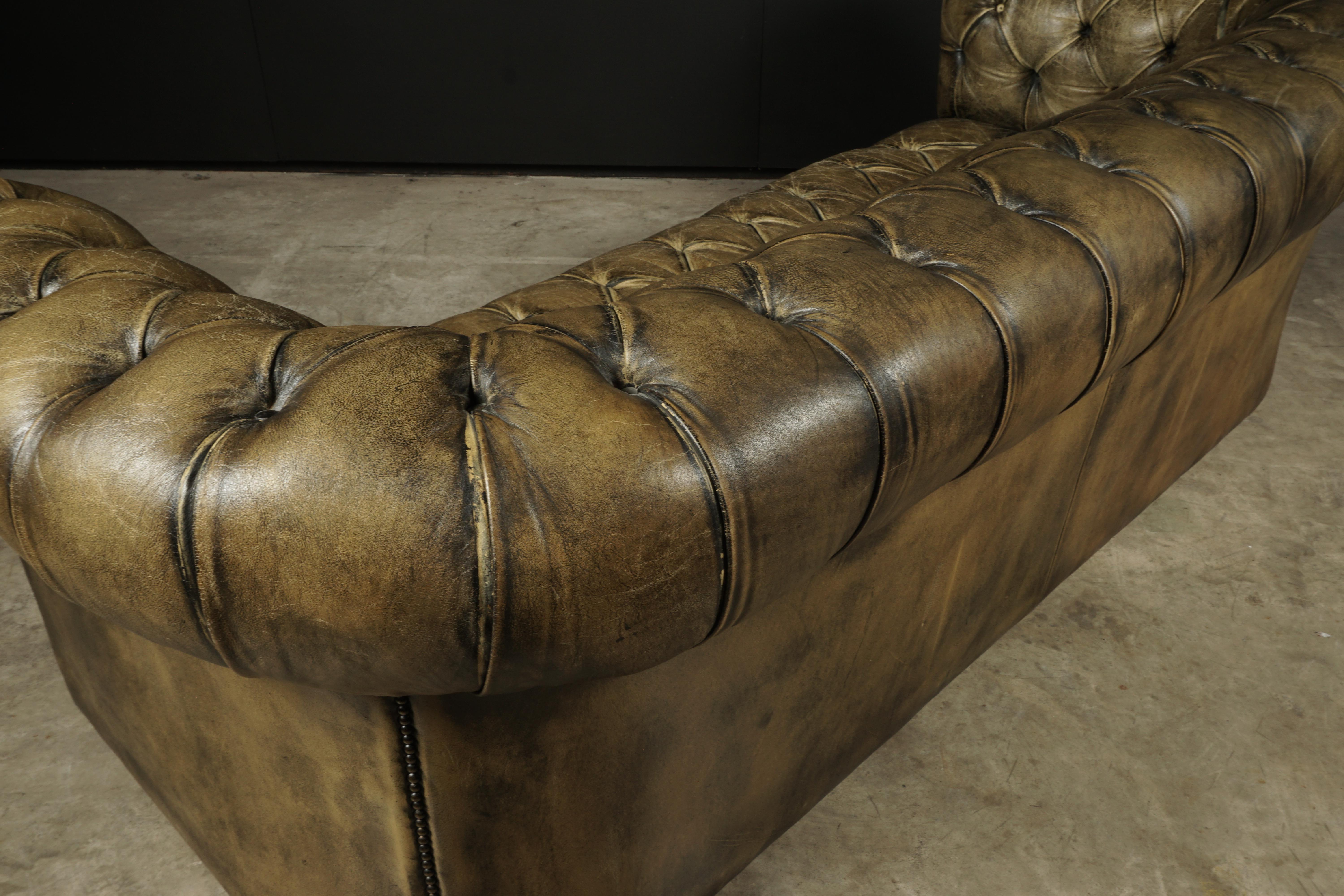 Leather Vintage Chesterfield Sofa from England, circa 1950