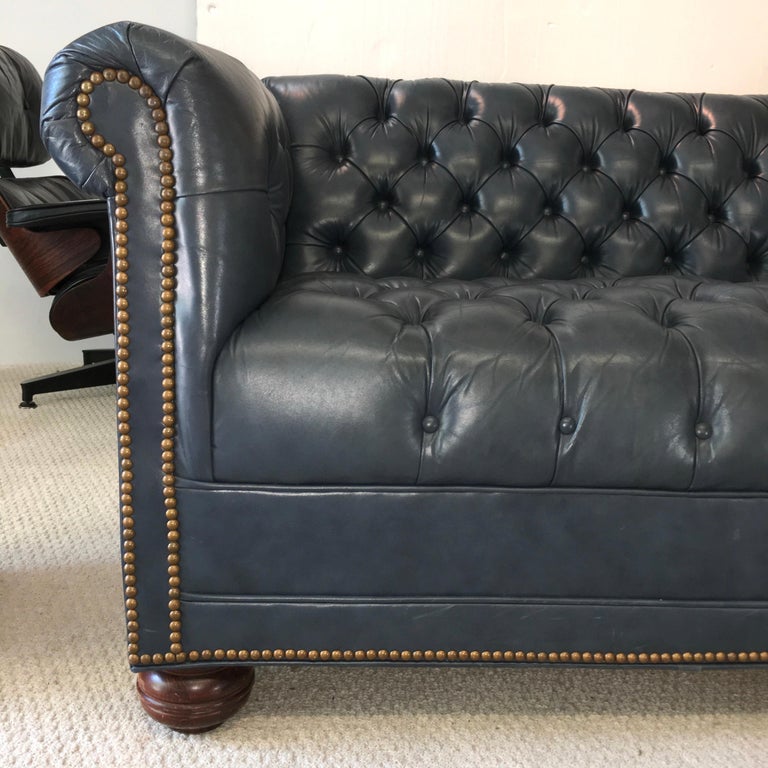 Vintage Chesterfield Sofa in Slate Blue Leather at 1stDibs slate blue
