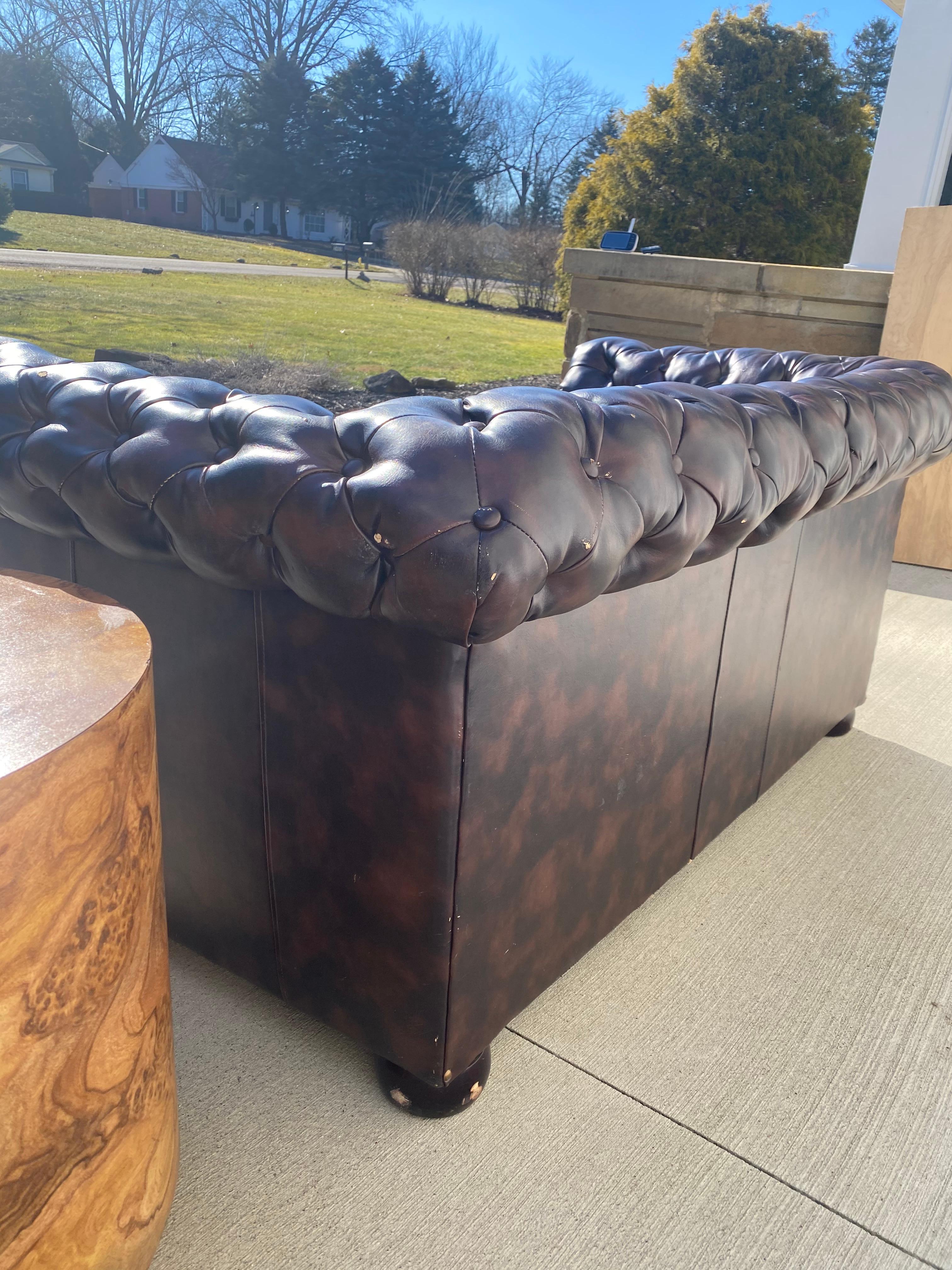 Vintage Chesterfield Sofa in Vegan Leather 3
