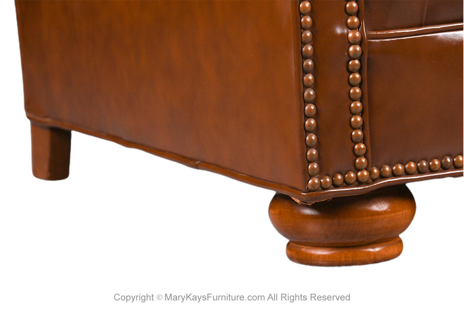 Vintage Chesterfield Style Brown Leather Button Tufted Sofa For Sale at ...