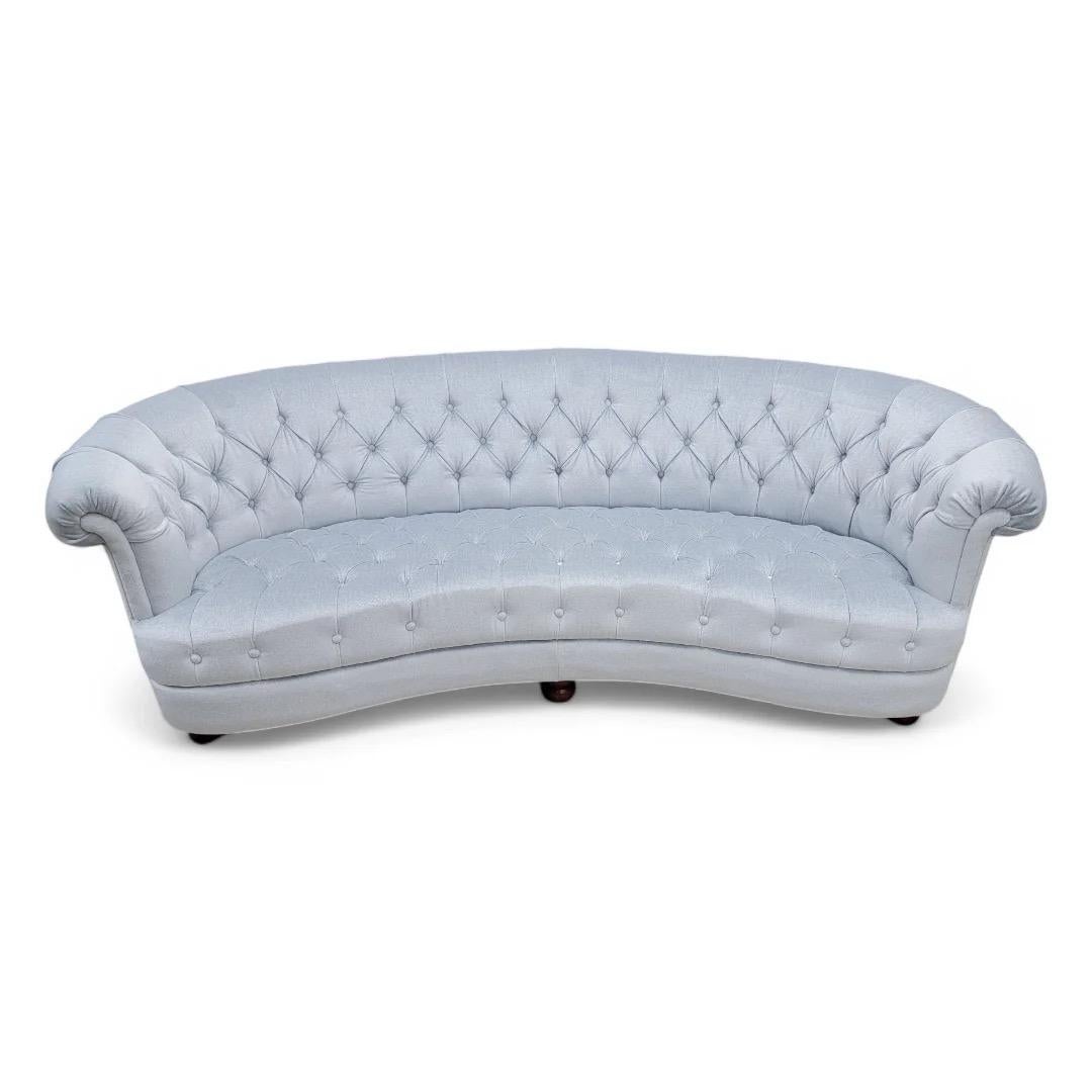 Vintage Chesterfield Style Curved Back Sofa Newly Upholstering In A Mohair im Angebot 5