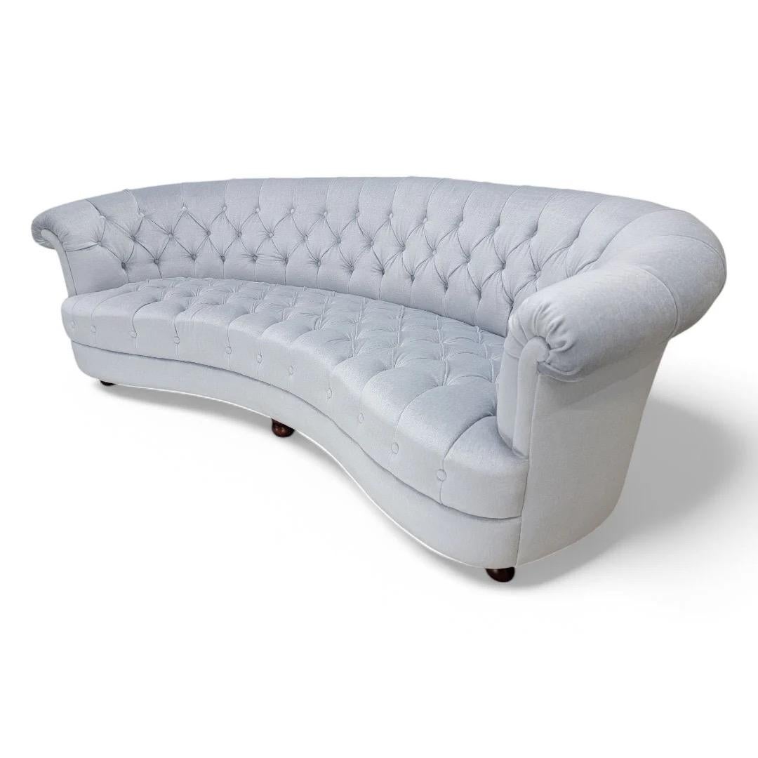 Vintage Chesterfield Style Curved Back Sofa Newly Upholstering In A Mohair im Angebot 2