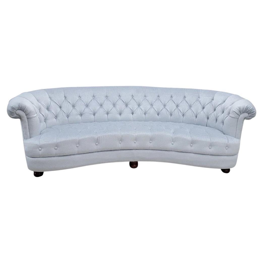 Vintage Chesterfield Style Curved Back Sofa Newly Upholstered In A Mohair