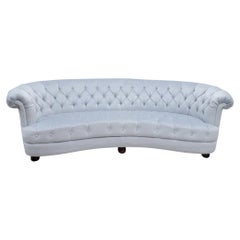 Vintage Chesterfield Style Curved Back Sofa Newly Upholstered In A Mohair