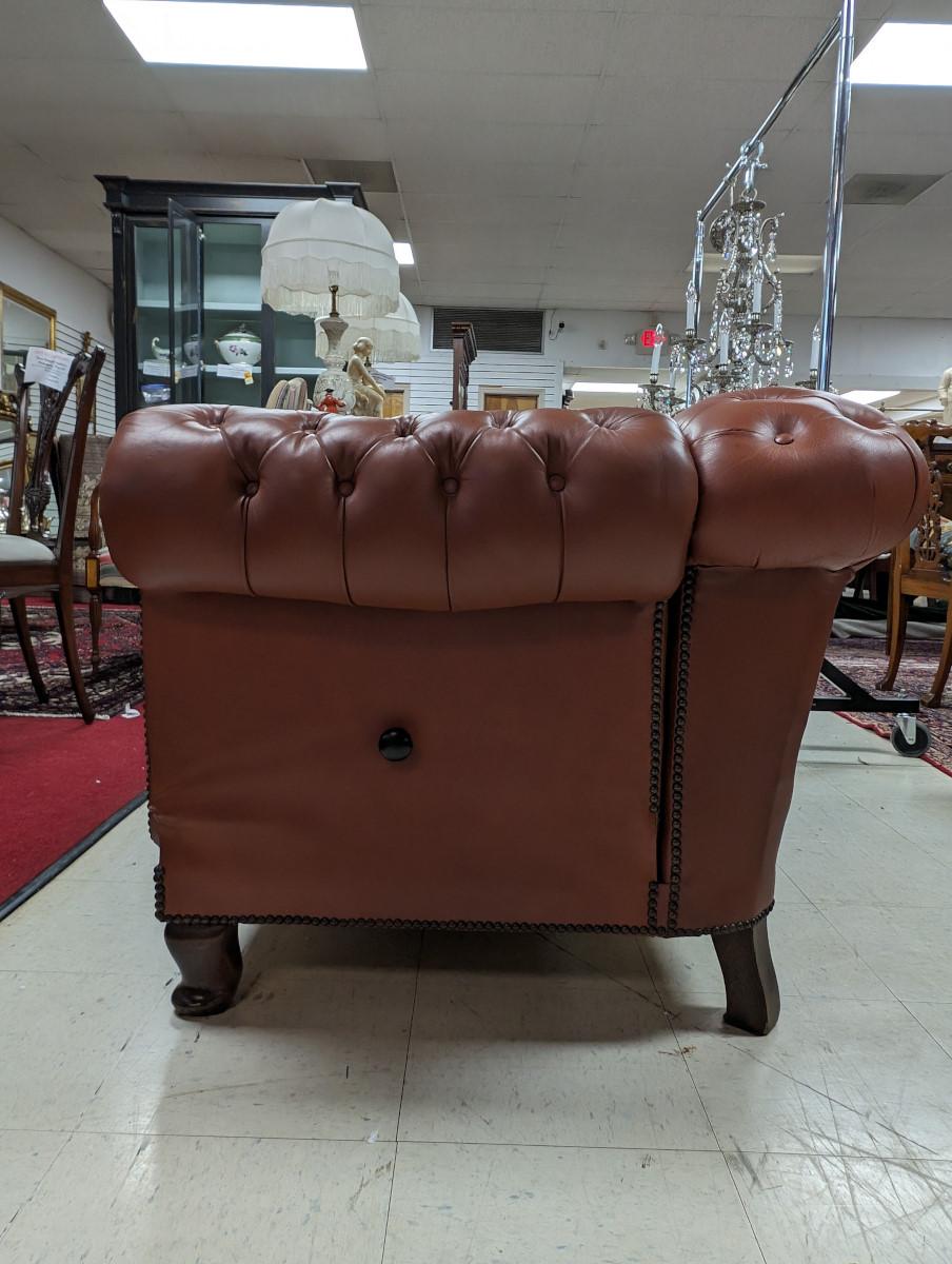 20th Century Vintage Chesterfield Style Leather Knoll Settee, Sofa