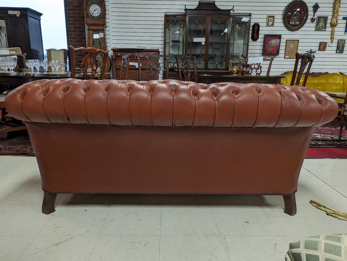 Vintage Chesterfield Style Leather Knoll Settee, Sofa 1