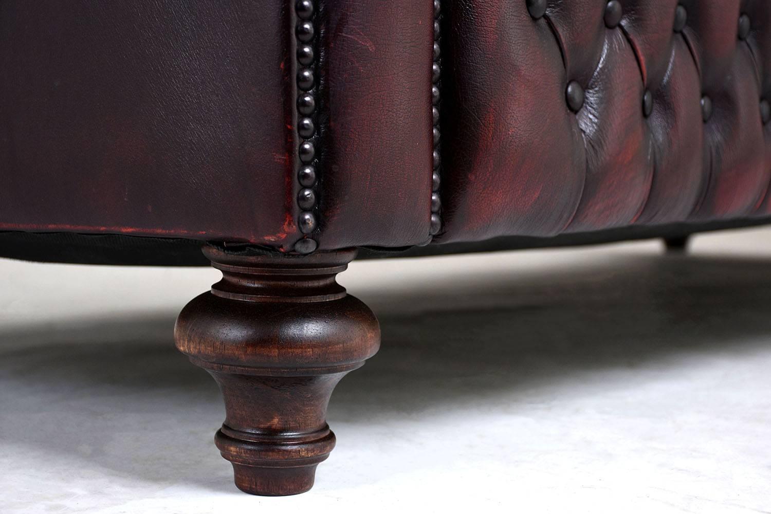 Vintage Chesterfield-Style Tufted Leather Sofa 4