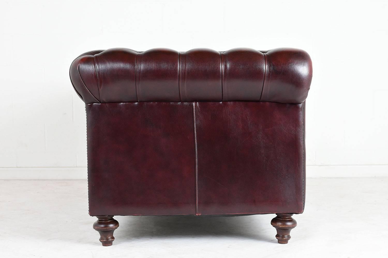 Vintage Chesterfield-Style Tufted Leather Sofa In Good Condition In Los Angeles, CA