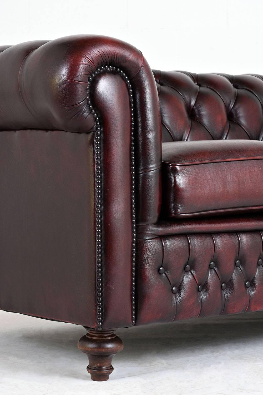 20th Century Vintage Chesterfield-Style Tufted Leather Sofa