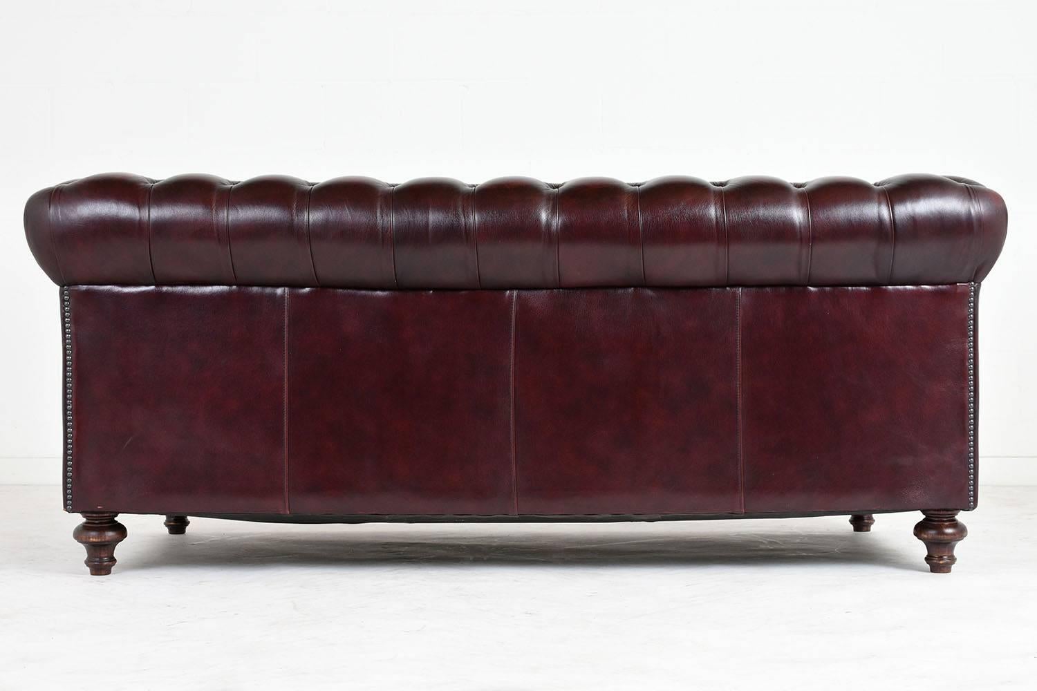 Vintage Chesterfield-Style Tufted Leather Sofa 1