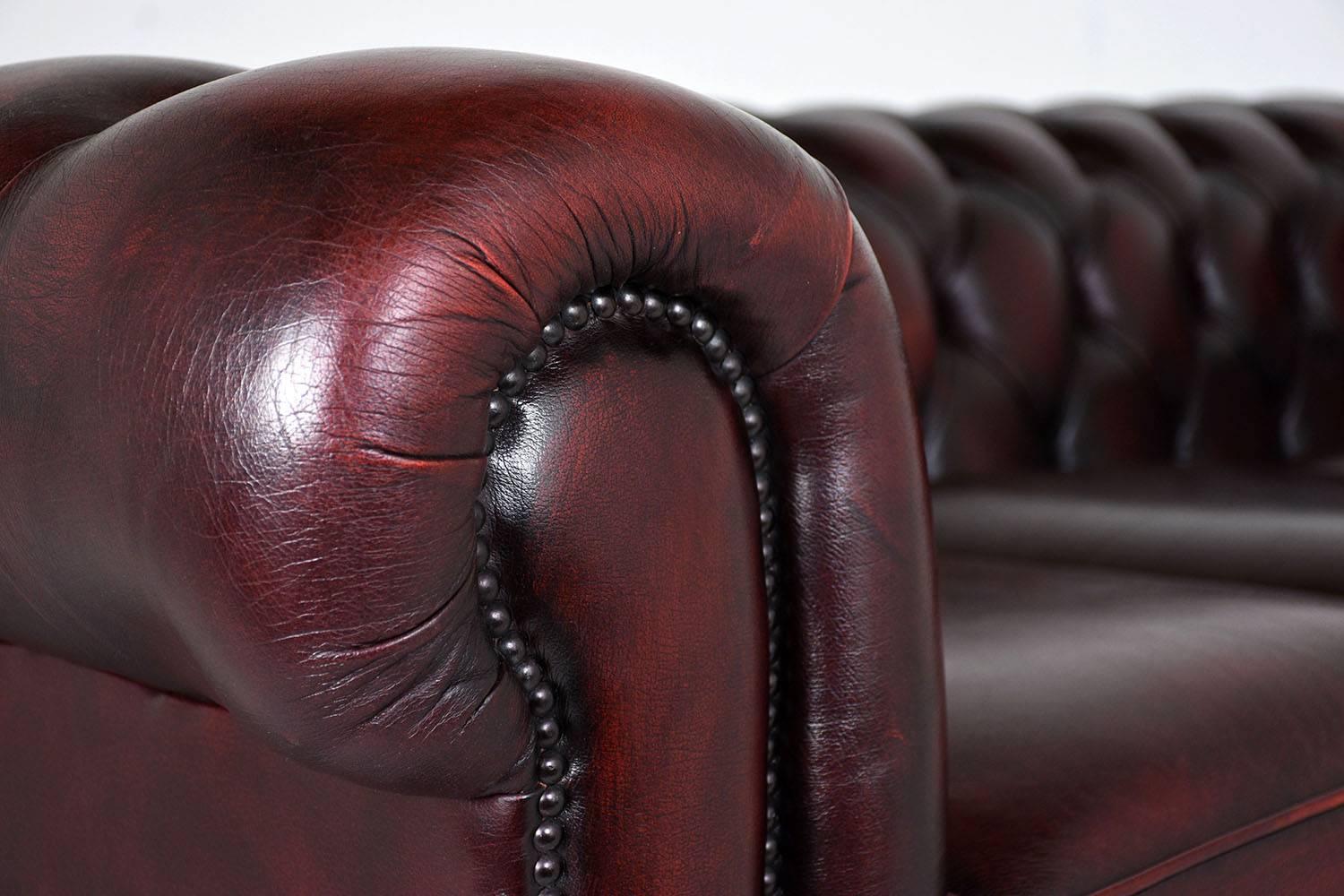 Vintage Chesterfield-Style Tufted Leather Sofa 2