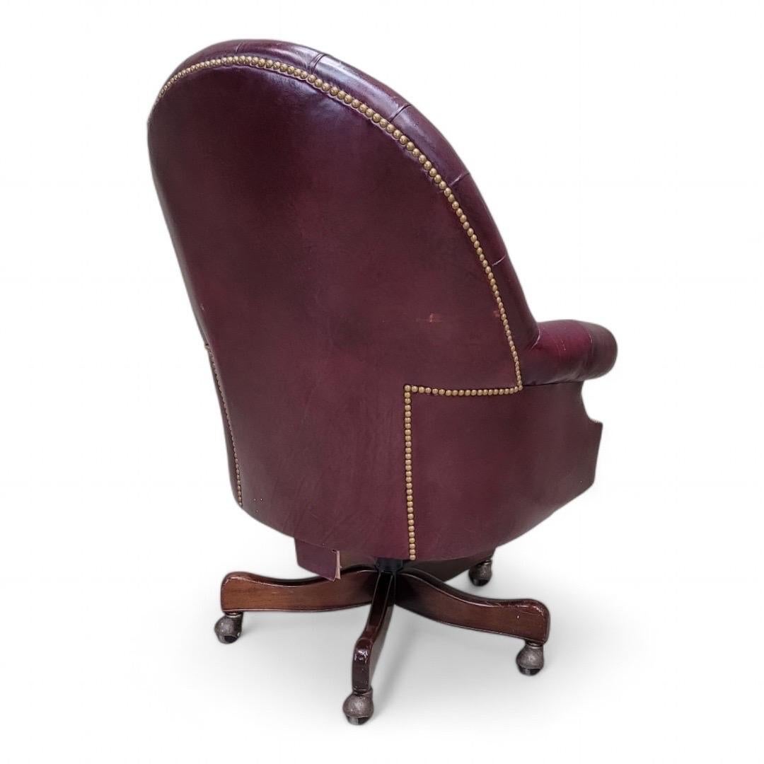 Vintage Chesterfield Tufted Leather Executive Desk Chair by Hancock & Moore 2