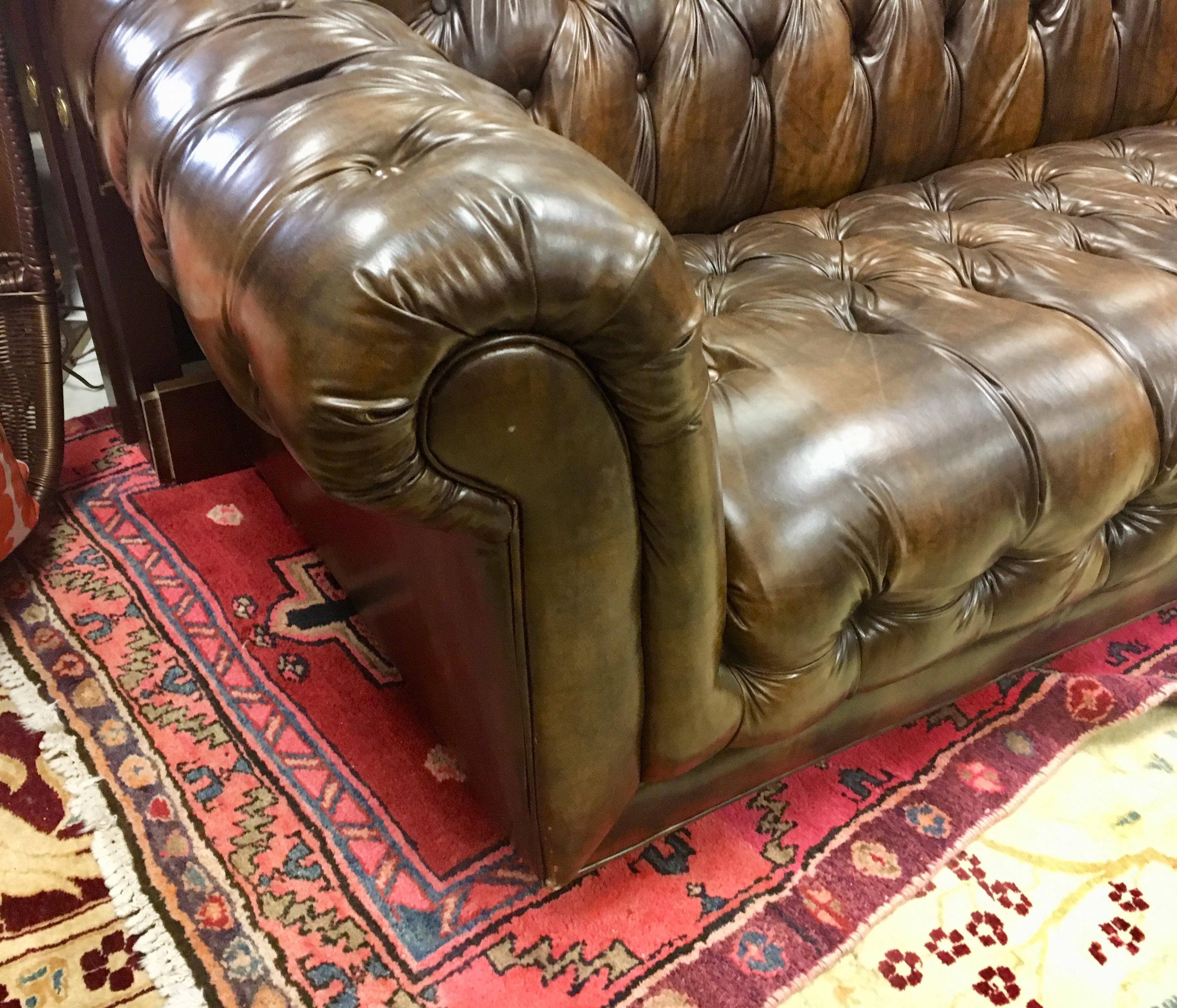 Vintage Chesterfield Tufted Sofa Made in England in Dark Brown 6