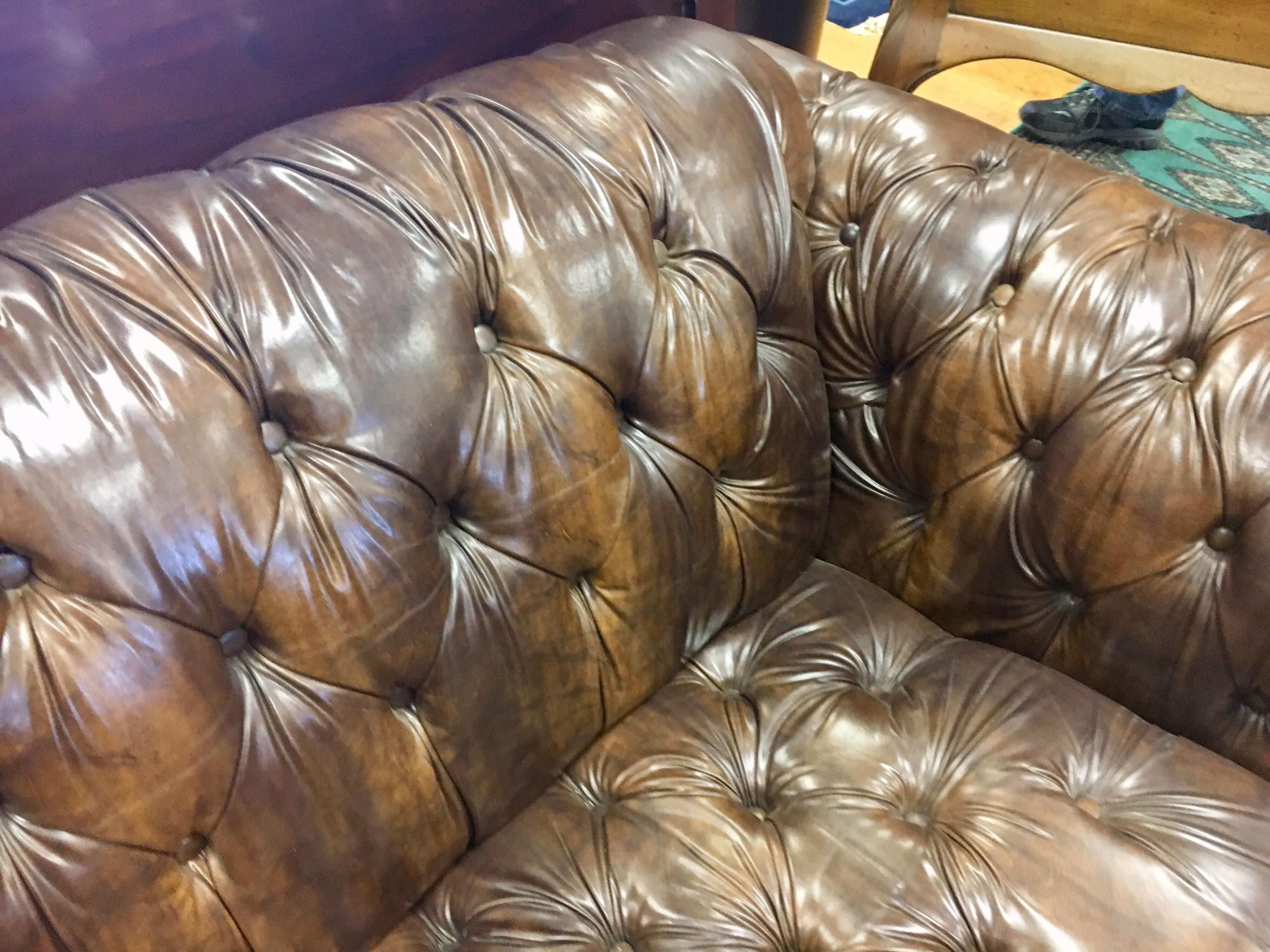 Vintage Chesterfield Tufted Sofa Made in England in Dark Brown 9