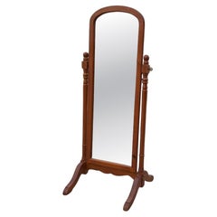 Vintage Cheval Floor Mirror, Adjustable Wood Frame & Turned Legs, USA, c. 1970s