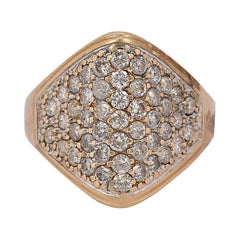 Anello Vintage Chevron Dome Cigar Diamond Pave in oro giallo 14 carati