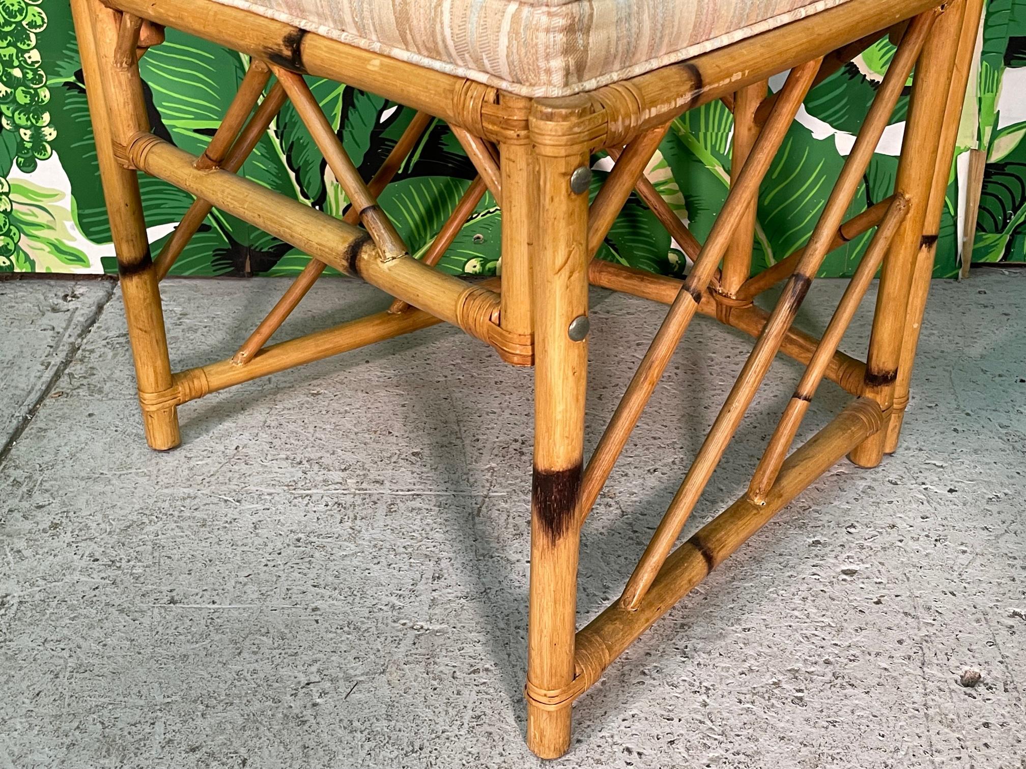 Vintage Chevron Rattan Dining Chairs For Sale 5