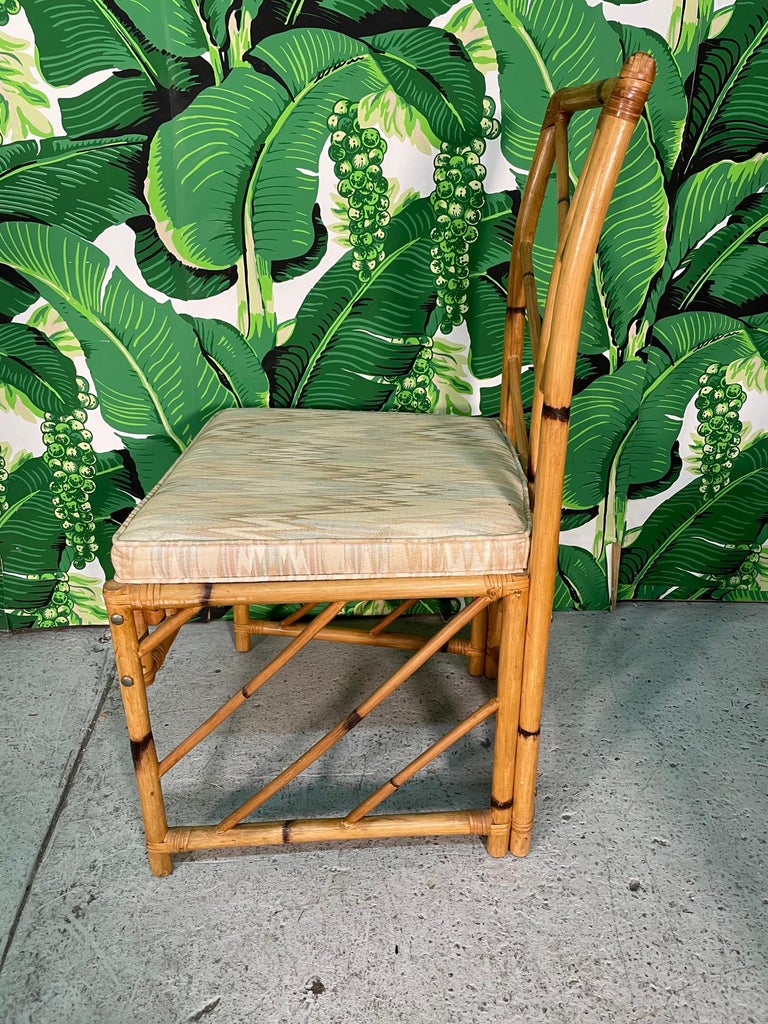 Late 20th Century Vintage Chevron Rattan Dining Chairs, Set of 6