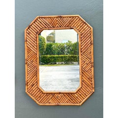 Vintage Chevron Rattan Mirror