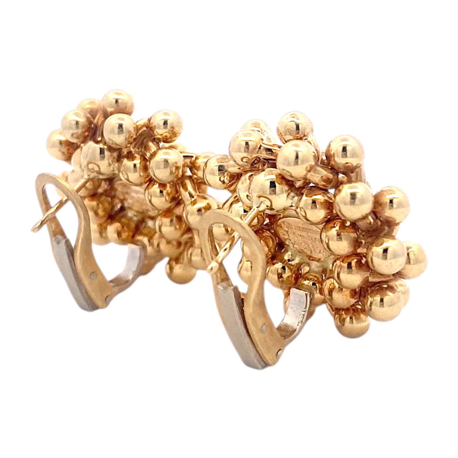 Contemporary Vintage Chiampesan 18K Yellow Gold Beaded Earrings For Sale