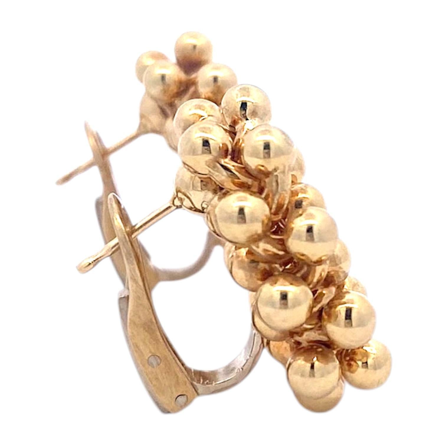 Vintage Chiampesan 18K Yellow Gold Beaded Earrings In Excellent Condition For Sale In Henderson, NV