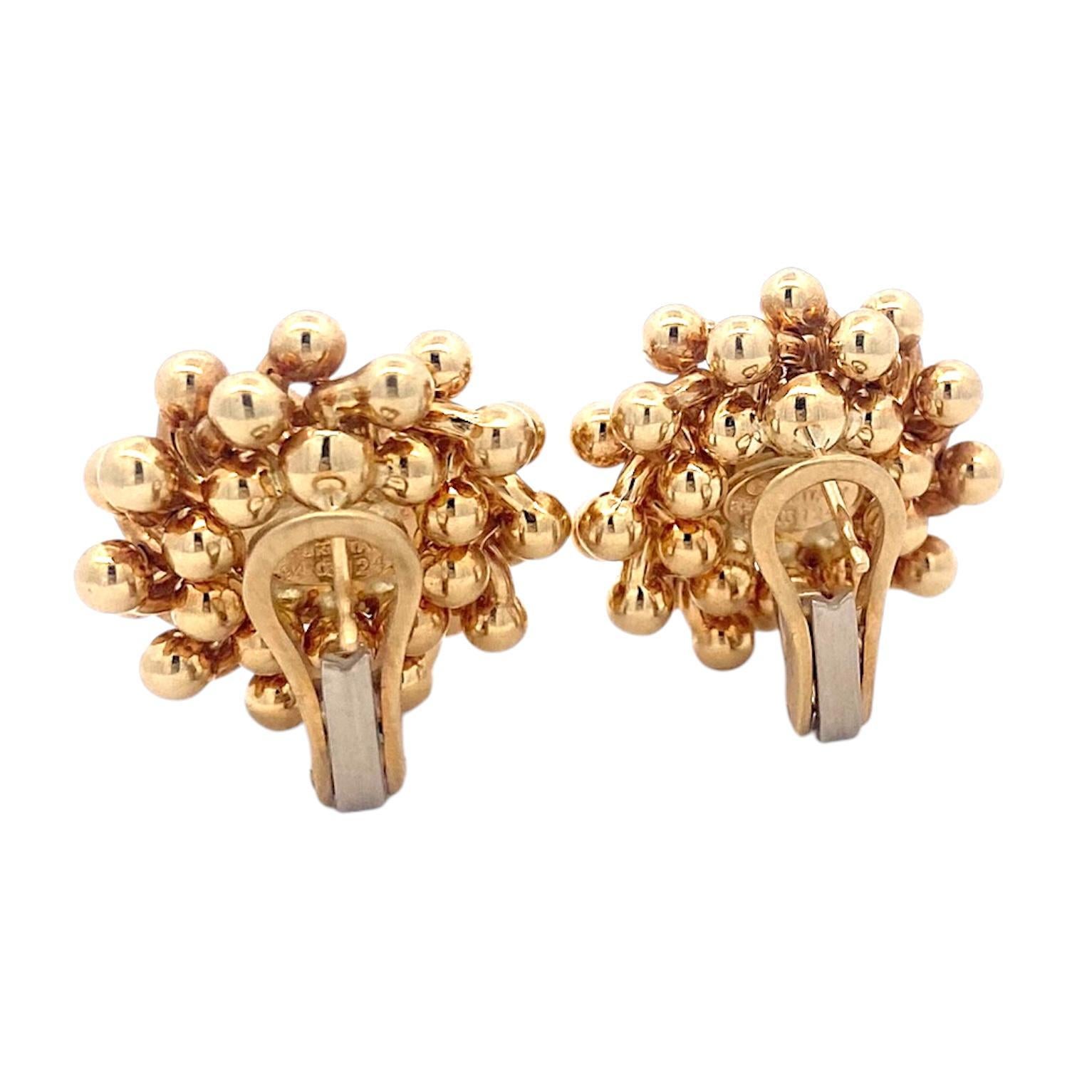 Women's Vintage Chiampesan 18K Yellow Gold Beaded Earrings For Sale